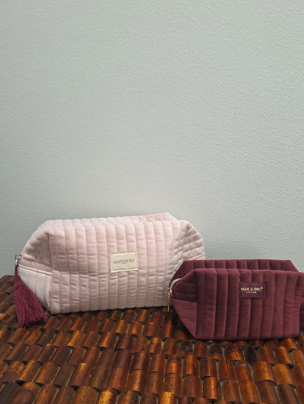 Gatineau Pink Quilted Cosmetic Bag & Nails.INC Mauve Quilted Pouch Set